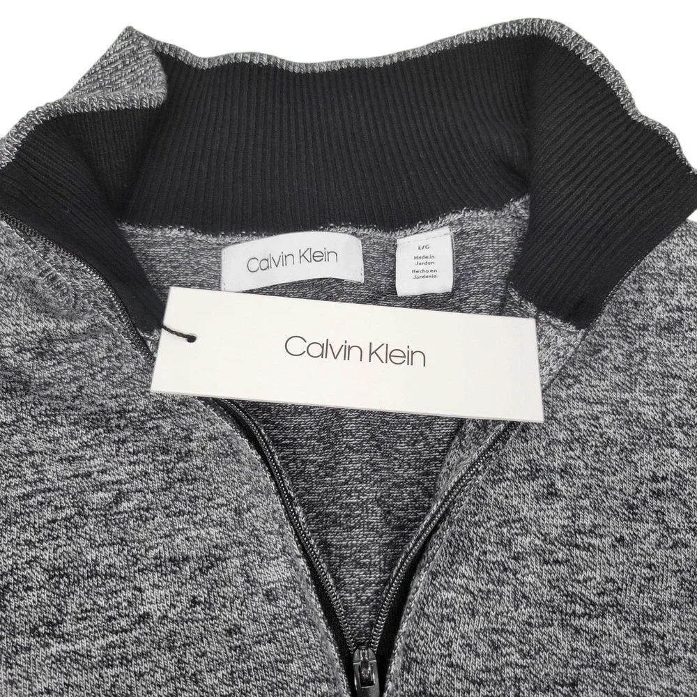 Calvin Klein Men's 1/4‎ Zip Pullover NWT  Grey Cotton Blend Sweater Sz Lg  A370